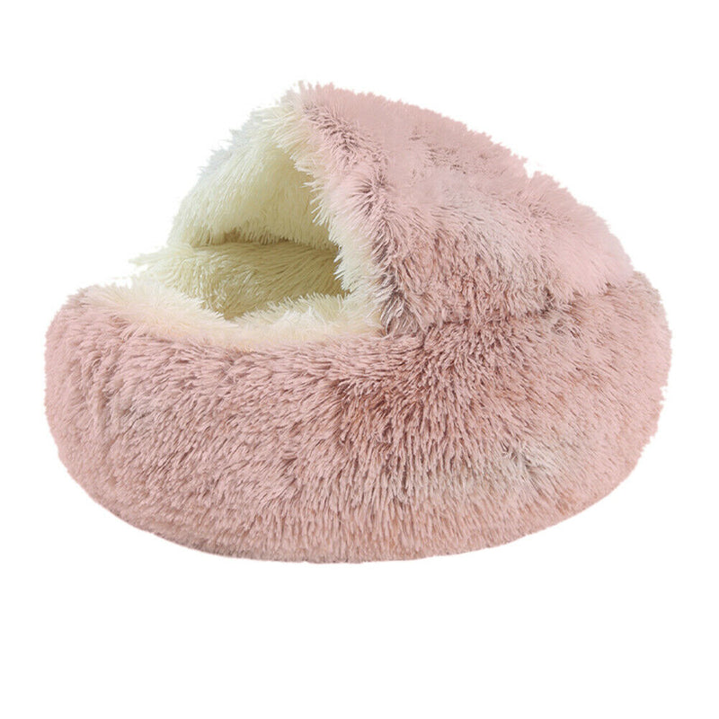 Soft Plush Pet Bed Kennel Winter Warm Dog Puppy Sleeping Cushion (Pink S) A
