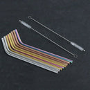 10 Pack - Stainless Steel Coloured Reusable Straws - Includes 2 Long Cleani U5J8