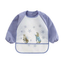 Cartoon Full Sleeve Baby Bib Waterproof Paint Feeding Apron (Grey Rabbit) A