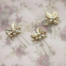 4Pcs Bridesmaid Wedding Bridal Flower Crystal Hair Pins T6E6 Clips Acces Y5R3