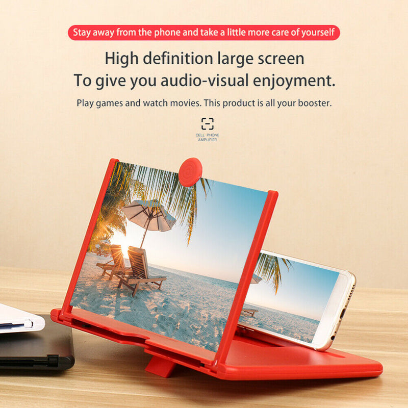 10 inch Smart Phone Magnifier Holder Video Amplifier Enlarger Stand (Red) A