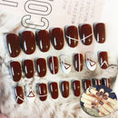 24pcs/pack wine red french false nails nail art design nail tips with glue  Z