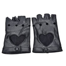 Women Punk Leather Driving Biker Fingerless Mittens Dance Motorcycle Gloves OZ