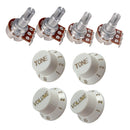 4pcs 500K Push Pull Short Shaft Audio Taper Potentiometers + Volume Control