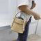 Women Straw Handbag Tote Summer Holiday Woven Bucket Bag Leisure Chain Shou H9W7