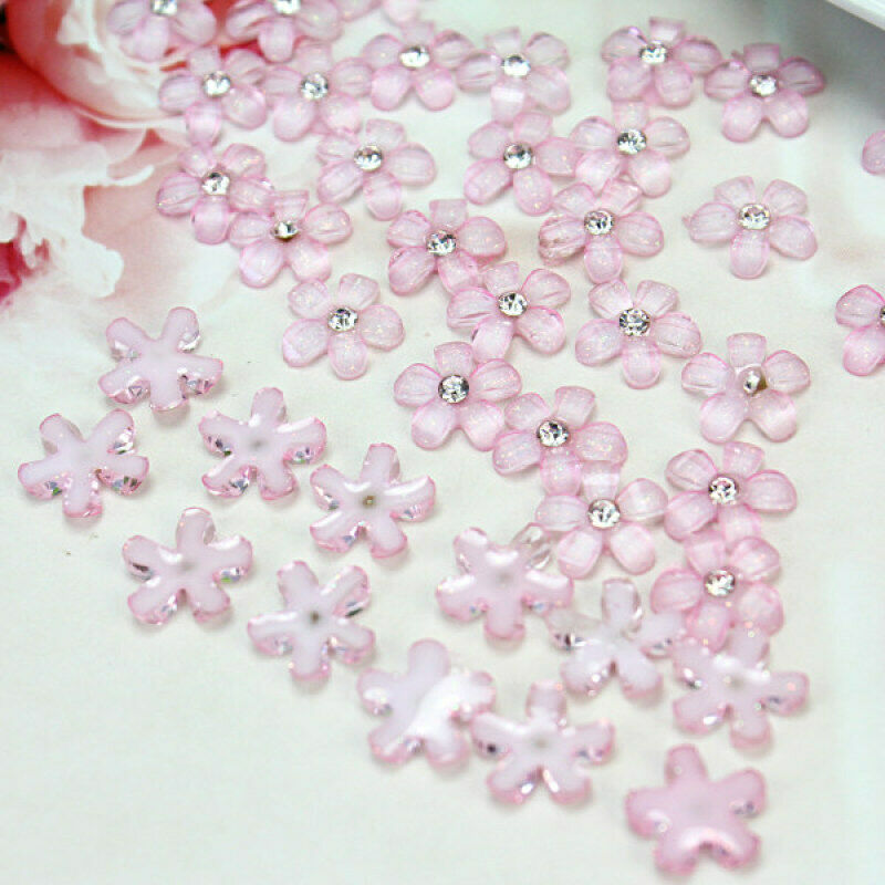 50x Women Crystal Rhinestone Decoration Flower Design DIY Manicure Nail Art Tips