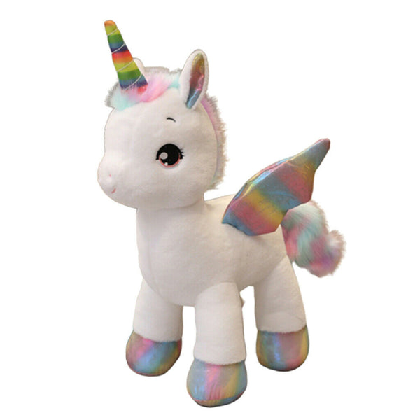 Cute Rainbow Unicorn Horse Plush Soft Toys for Kids Girl Birthday Gift White