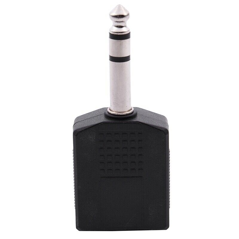 Mono 6.35mm Male Plug to Dual 6.35mm Female Socket Splitter Adapter Connect Y7S3