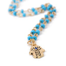 Chic Lucky Protection Hamsa Fatima Hand Evil Eye Pendant Beads Chain Necklace LJ