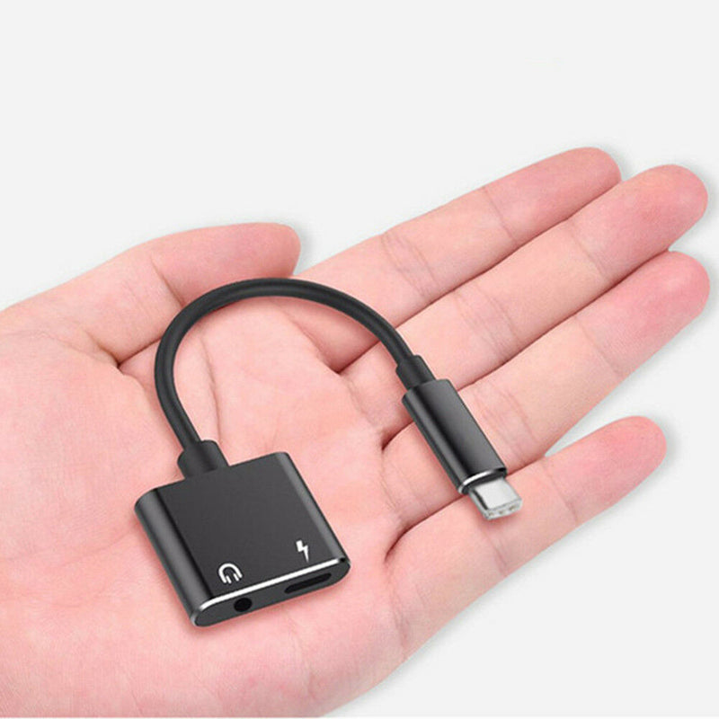 2-in-1 to 3.5mm Audio Jack Headphone Charger Charging Adapter Cable Wire