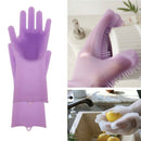 1 pair Silicone Dish Scrubber Rubber Gloves Food Grade Cleaning Sponge Dish Y8P7