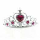Woman Party Crown Plastic Red Heart Round Rhinestone Headband Hair Band