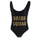 Women's Letter Print Swimsuit One Piece Swimwear Monokini Bodysuit L Black