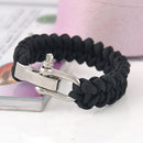 Survival Bracelet Para Outdoor Cord Black Rope Camping Steel Shackle Buckle BX