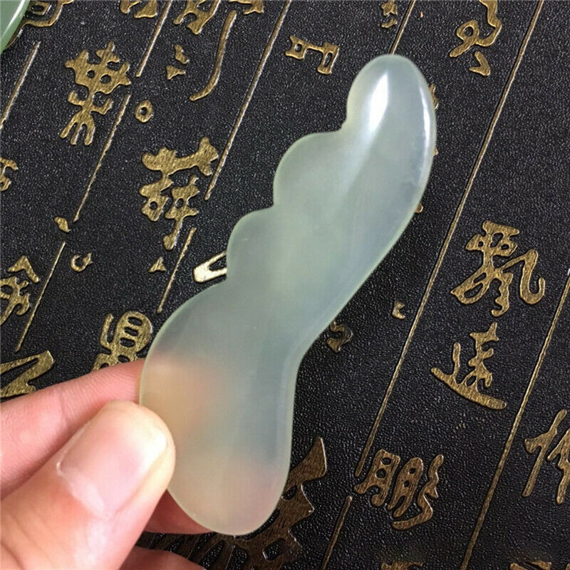 Natural Jade Stone Guasha Massage Tool SPA  Massager Scraping Body BeautyB Hn