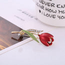 Wholesale Luxury Rhinestone Red Tulip Brooch Dripping Flower Brooch Accessories