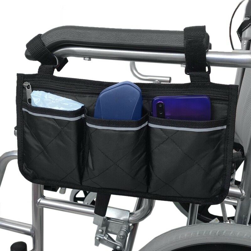 Wheelchair Side Bag for Back Wheelchair Storage Bag Pouch Fits Most Bed Rai B2N8