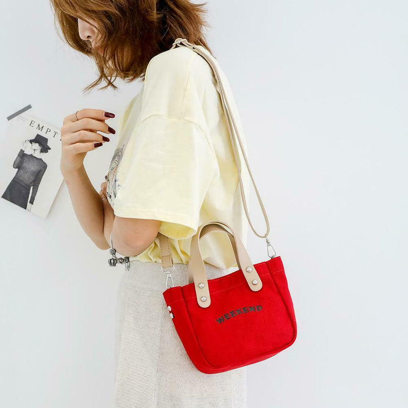 Letter Print Shoulder Satchel Handbags Canvas Women Crossbody Bags (Red)