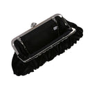 Satin Pleat Black Bridal/Evening/Party Clutch Handbag w/ Rhinestones Style L9Y2