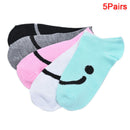5Pairs Women Socks Candy Color Socks Slippers Short Ankle Socks Smile Socks OZ