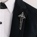 Gothic Punk Alloy Chain Black Lucite Tassel Bouquet Brooch Lapel Pin Men's