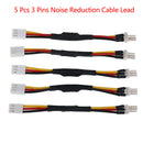5Pcs 3Pins noise reduction cable lead for PC cooling fan ZY3C