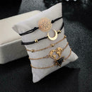 5pcs/set Boho Bracelet Women Hollow Flower Bead Chain Moon Alloy Jewelry A