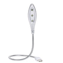 USB Portable Reading Lamp 3 LED Flexible Gooseneck Long Life Metal Lights
