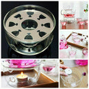 Heat-Resisting Teapot Warmer Base Clear Glass Round Shape Insulation TealighP9M6