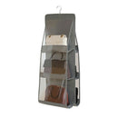6 Pockets Hanging Clear Handbag Purse Storage Organizer Closet Space Sav THQ