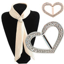 Pack of 2 Fashion Crystal Heart Scarf Twilly Neckerchief Ring Clip Holder