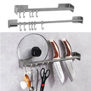 6 Hooks Kitchen Utensil Holder Hook Rail Stainless Steel Hanging Rack Holder