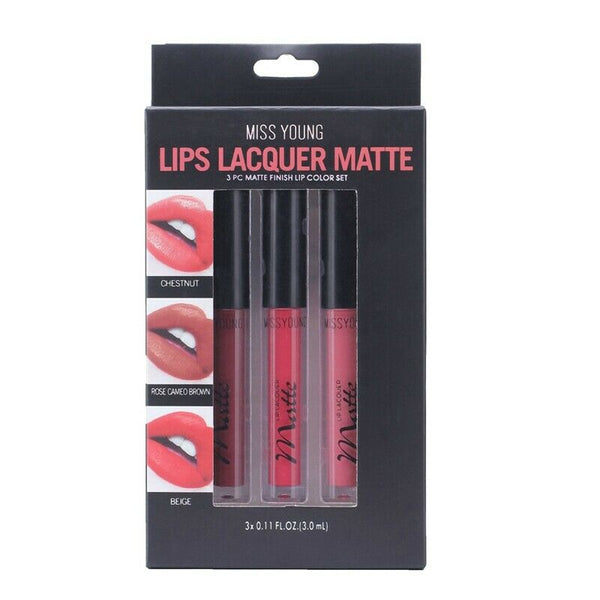 Missyoung 3Pc Shimmer Glitter Waterproof Long Lasting Matte Liquid Lipstick G1P6