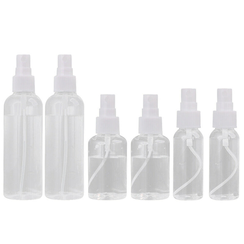 6pcs Transparent Empty Spray Bottles Plastic Refillable Perfume Containers