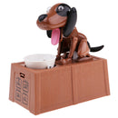 Brown&Black Dog Eating Coins Machine Piggy Bank Money Saving Box Container