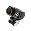 5V 2 USB Motorcycle Waterproof Phones Charger Socket Adapter Voltmeter Red