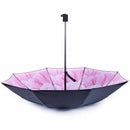 Three Fold Sun Rain Umbrellas Woman Flower Printing Black Shading Coating U