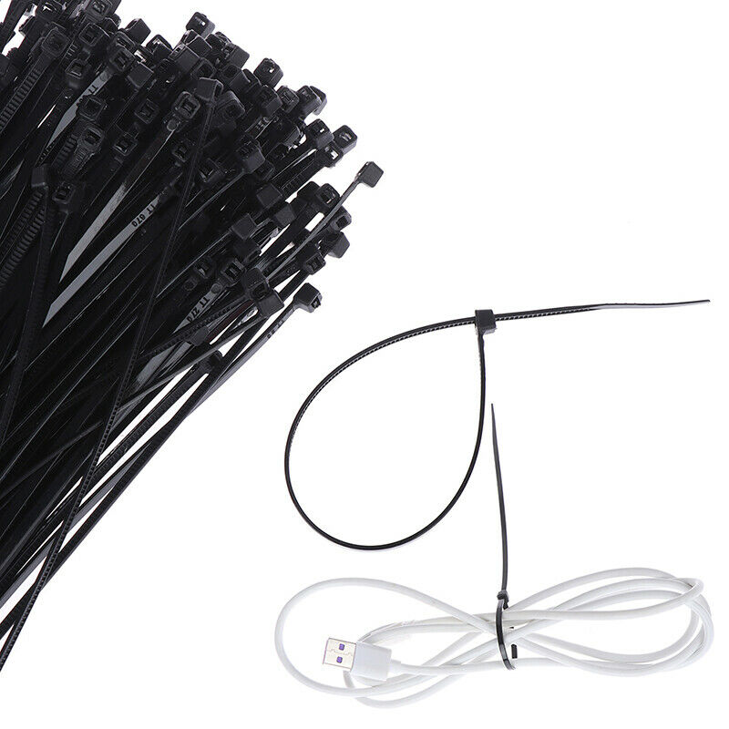 500Pcs 2.8*200mm Nylon Plastic Zip Trim Wrap Cable Loop Ties Wire Self L Kw