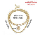 Punk Metal Heart Choker Necklace For Women Big Thick Chain Round Hollow Mul