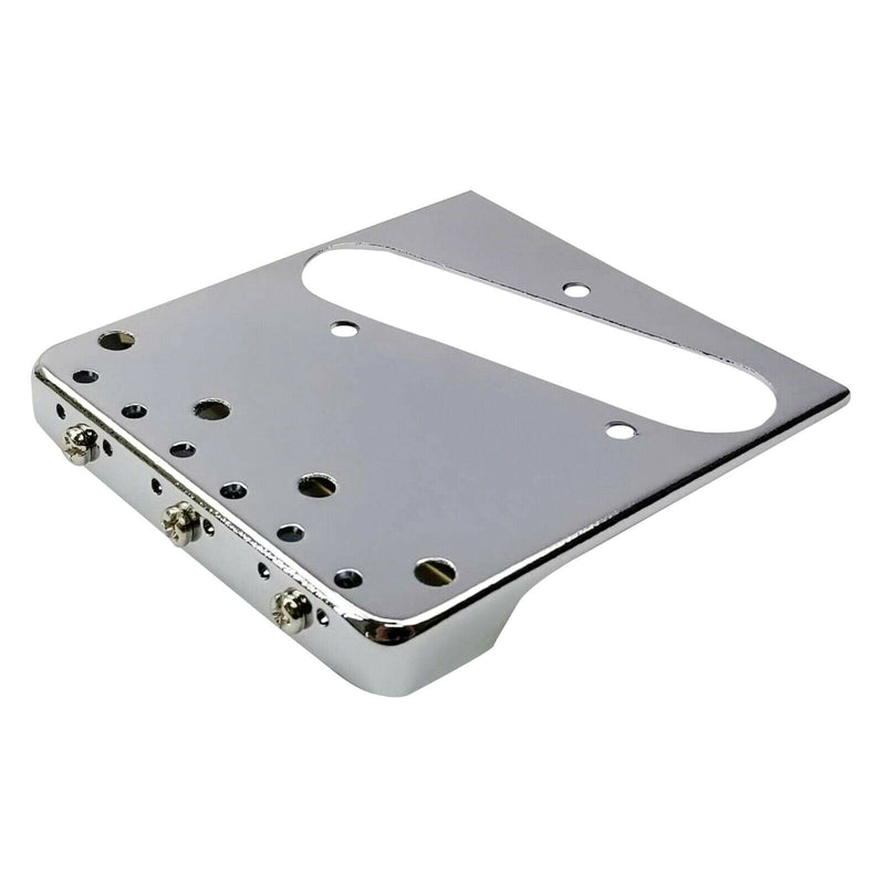 Chrome Guitar Bridge Cut-Down Sides Compensated Brass Saddles Control Plate