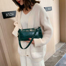 Retro Handbag Women Crocodile Leather Tote Office Lady Shoulder Bag (Green)