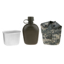 Outdoor Camping Army Water Bottle Canteen Hip Flask with Cup Pouch Random Camo