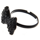 Lovely Black Rhinestone Crystal Bowknot Bow Tie Adjustable Ring V5T2
