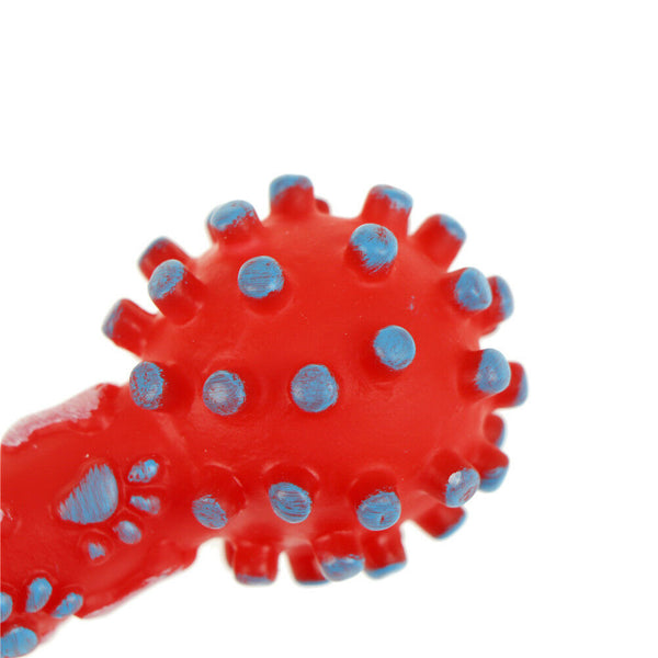 Dotted Dumbbell Shaped Dog Toys Squeeze Squeaky Faux Bone Pet Chew Toys M&E