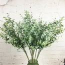4X(6 Pcs Eucalyptus Plastic Artificial Leaves Bunch for Home Christmas WeddA2D6)