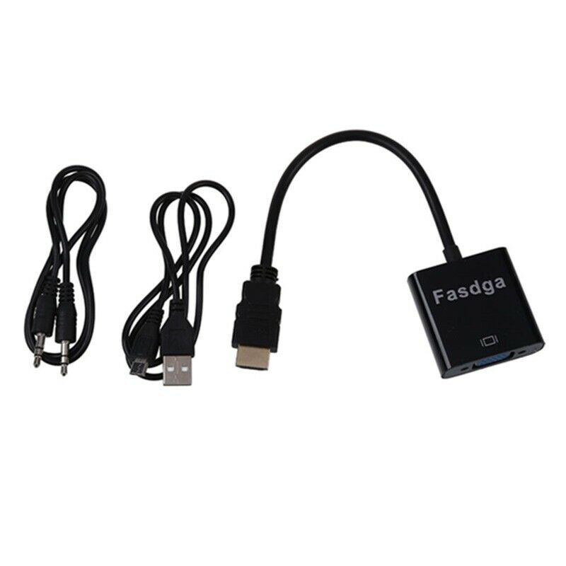 Fasdga 1080P HDMI to VGA With Audio Converter Adapter USB Power Video Cable L1U9
