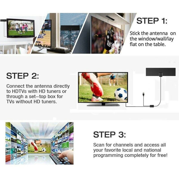 2018 Version TV Antenna, Indoor Digital HDTV Antenna Amplified 80 Mile Rang Q3G1