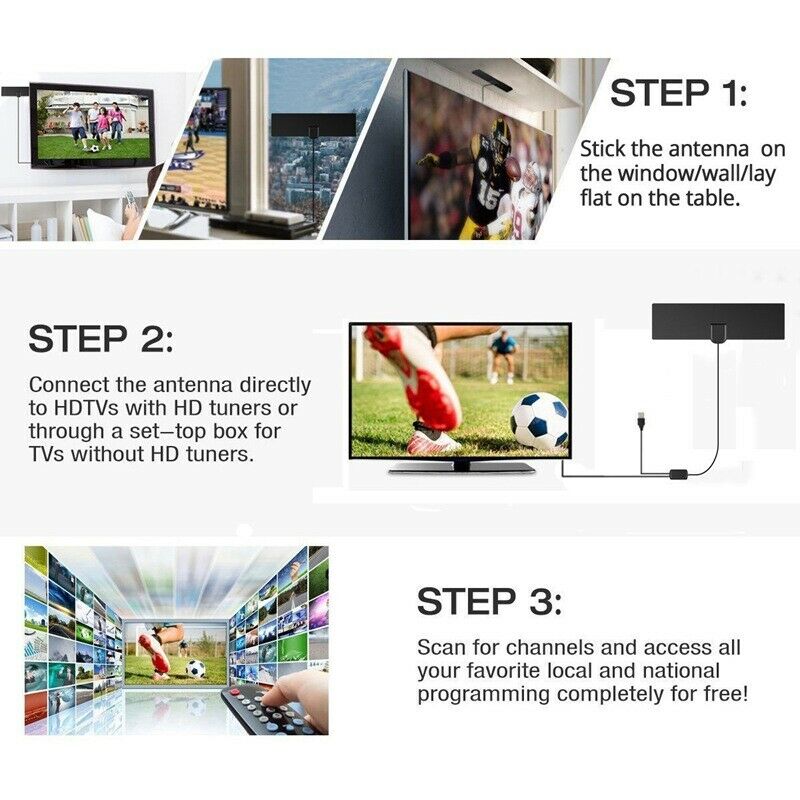 2018 Version TV Antenna, Indoor Digital HDTV Antenna Amplified 80 Mile Rang Q3G1