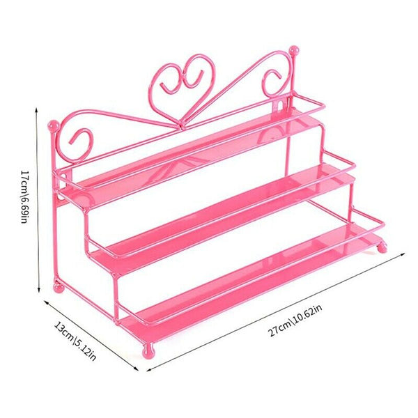 Metal Nail Polish Shelf Cosmetic Varnish Display Stand Holder Heart Design  L9T4
