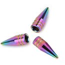 4* Neo Chrome Spiked Valve Stem Cap Aluminum Tire Air Car Truck Bike SUV Wheel